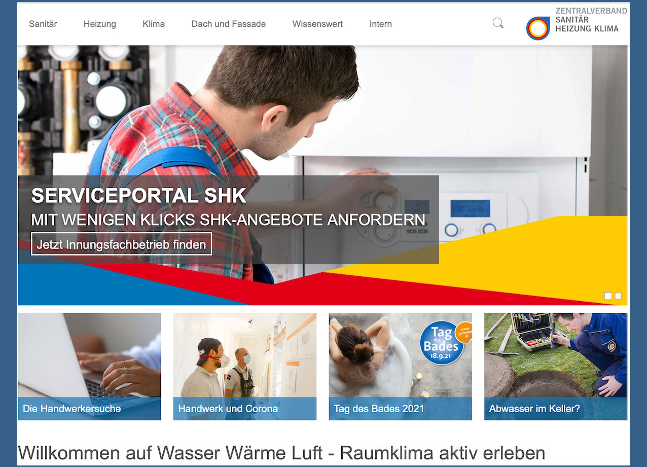Serviceportal SHK nun deutlich verknüpft mit wasserwaermeluft.de
