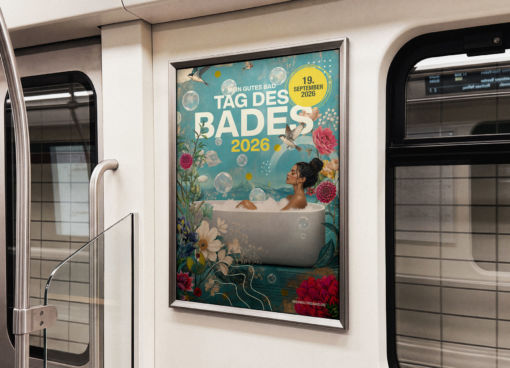 Plakat Tag des Bades 2026 in Straßenbahn